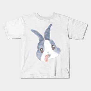 Bunny Tongue Blue Rabbit Head Kids T-Shirt